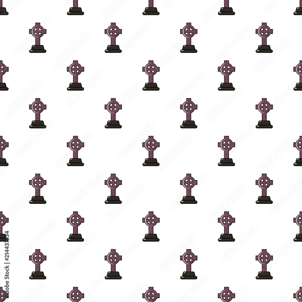 Poster grave cross pattern in cartoon style. seamless pattern vector illustration