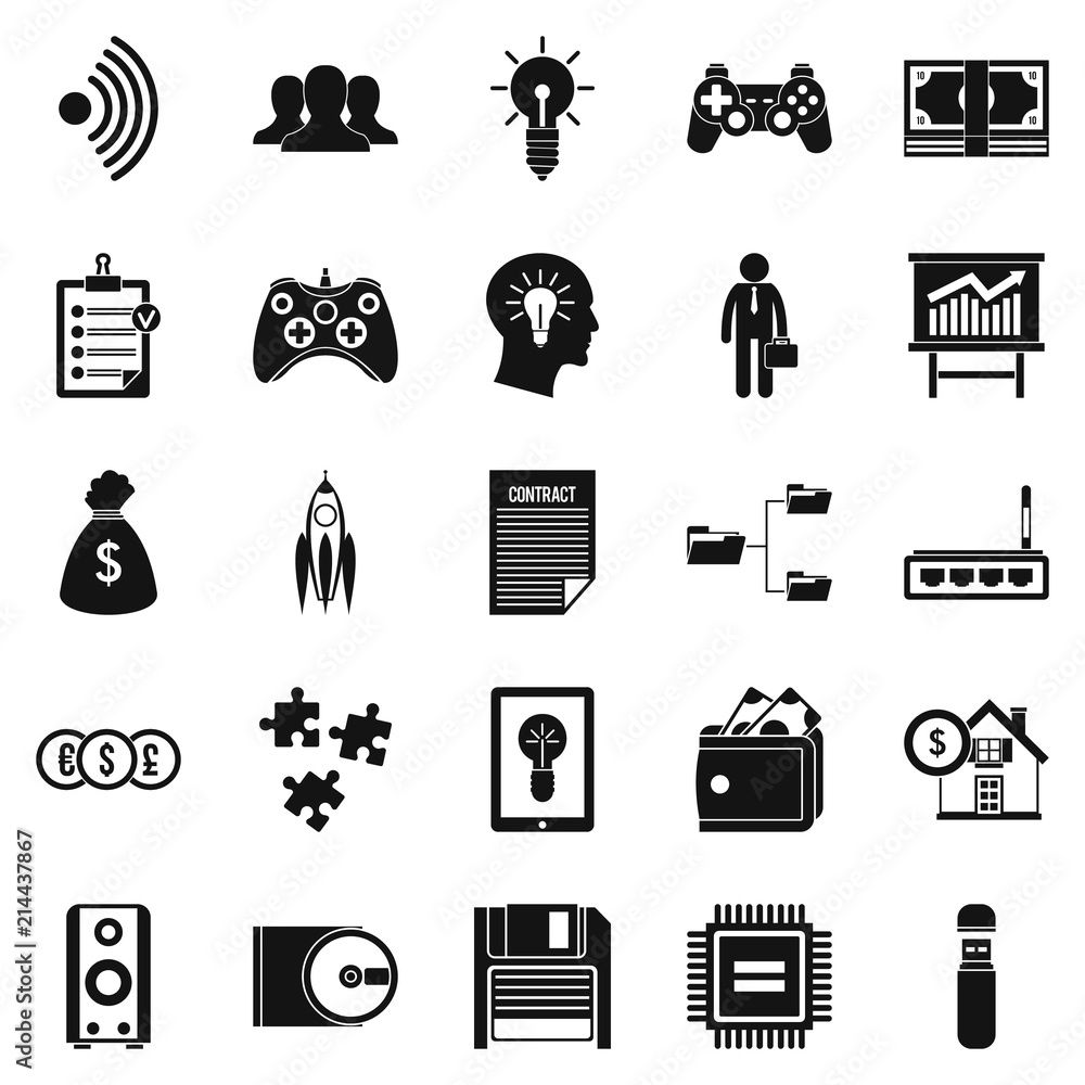 Poster it project icons set. simple set of 25 it project vector icons for web isolated on white background