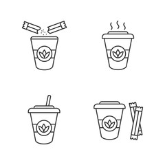 Tea drinks linear icons set