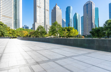 panoramic city skyline with empty square