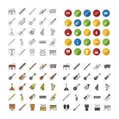Musical instruments icons set