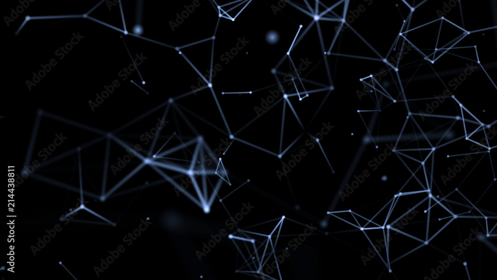 Poster structure and communication. plexus. 3d rendering. big data. science background.