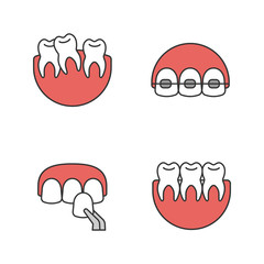 Dentistry color icons set