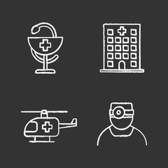 Dentistry chalk icons set