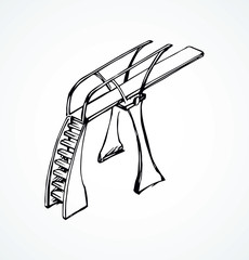 Tower for jumping into water. Vector drawing