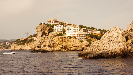 Fototapeta na wymiar The coast on the south side of the island of Mallorca.