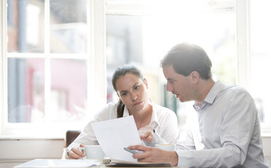 Fototapeta premium Business colleagues working on the go