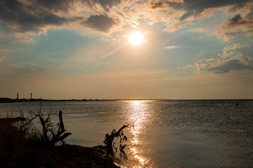 Sunset - the moment of disappearance of the upper edge of the star