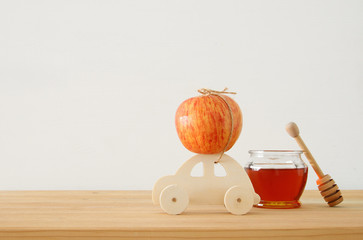Rosh hashanah (jewish New Year holiday) concept. Traditional symbols.
