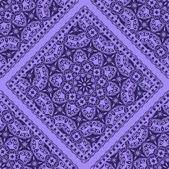 Design of a Scarf with a Geometric Flower Pattern of Mandala. Vector illustration. Seamless. For Print Bandana, Shawl, Carpet