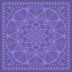 Design print for kerchief. The pattern of the mandala. Vector illustration.