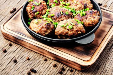 Delicious meatballs in cast iron skillet