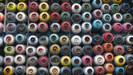 Spray Cans Stacked On A Wall, Istanbul, Turkey