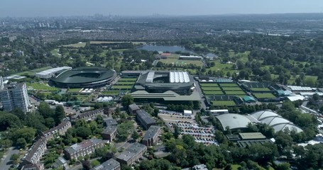 Aerial view of the All England lawn tennis club, Wimbledon, located 5 miles south-west of Central London.