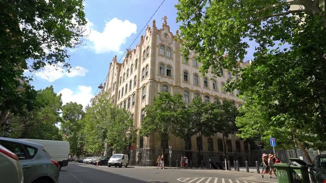 Facade of the palace of the postal savings bank in Budapest, Hungary