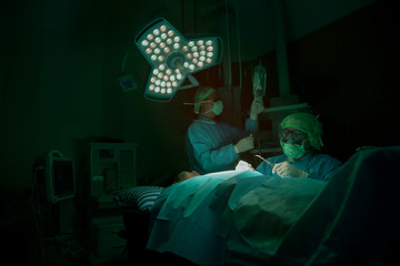 Doctor operation in operation room at hospital concept for insurance advertising.hospital brochures.