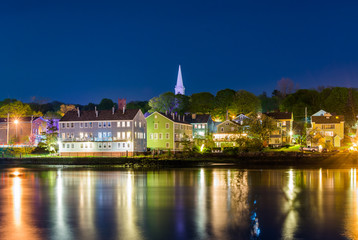 Fair Haven Heights and the Quinnipiac River at night, in New Haven, Connecticut