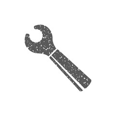 Bicycle wrench icon in grunge texture. Vintage style vector illustration.
