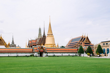 Famous scene of Wat Phra Kaew - Emerald Buddha Temple in Bangkok Grand Palace