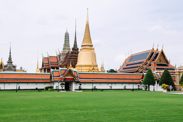 Famous scene of Wat Phra Kaew - Emerald Buddha Temple in Bangkok Grand Palace