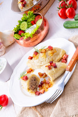 Rustic Cepelinai, a specialty Lithuanian and Polish cuisine.