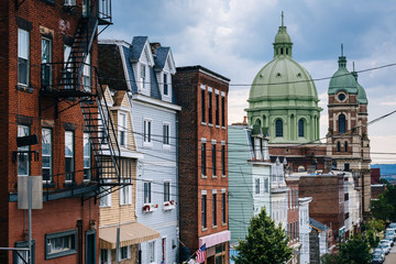 Immaculate Heart of Mary Church and Brereton Street on Polish Hill, in Pittsburgh, Pennsylvania.
