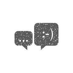 Chat sign icon in grunge texture. Vintage style vector illustration.