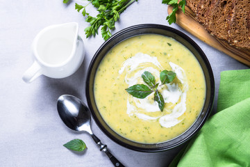 Zucchini cream soup puree. 