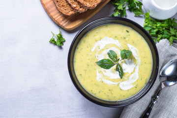 Zucchini cream soup puree. 