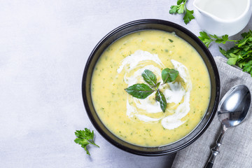 Zucchini cream soup puree. 