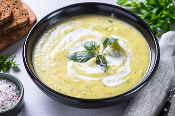 Zucchini cream soup puree. 