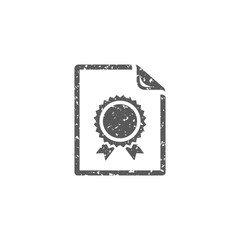 Contract document icon in grunge texture. Vintage style vector illustration.