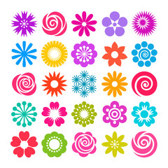 Fototapeta na wymiar Set of vector flowers icons in flat style