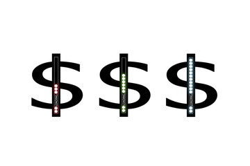 Business concept. Vector illustration. Dollar progress loading bar with lighting