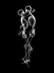 Fototapeta na wymiar X RAY Skeleton Couple in love 3D Render