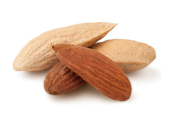 almond isolated on white background, clipping path, full depth of field