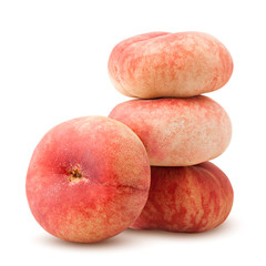 Flat peach isolated on white background, clipping path, full depth of field