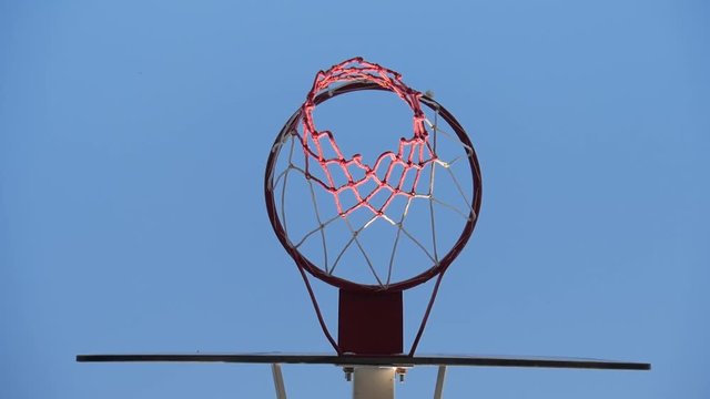 Close up of a Basketball hoop at outdoor.