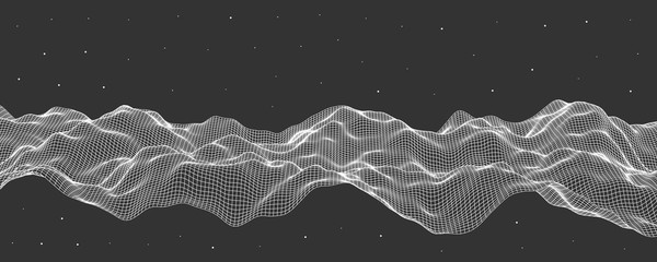 Vector illustration, polygonal mesh. Abstract flow waves. © samserius
