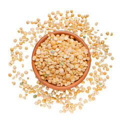 Dry peas in bowl, top view