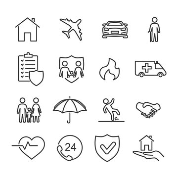 Vector image set of insurance line icons.