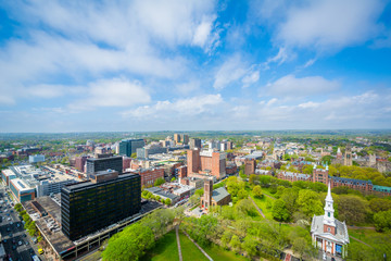 View of the New Haven Green and downtown, in New Haven, Connecticut - obrazy, fototapety, plakaty