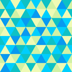 Fototapeta na wymiar Abstract geometric triangle seamless pattern, green and blue colors, raster