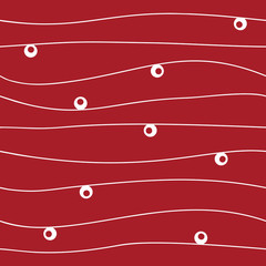 Seamless abstract hand drawn pattern with waves and circles, chili pepper red and white colors, raster