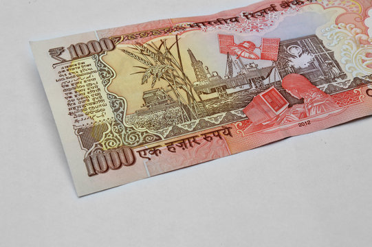 Indian currency notes isolated on white background.