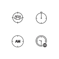 Fototapeta na wymiar Time linear icons set. Simple outline vector icons
