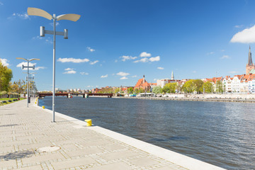 Szczecin in Poland, Waterfront view of the historical part city