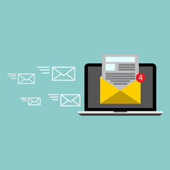 Message inbox notification. Email alert. Email marketing.
