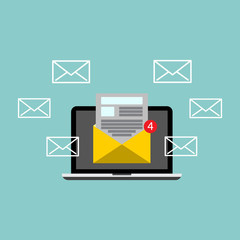 Message inbox notification. Email alert. Email marketing.