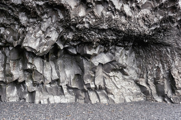 Basalt columns on the Reynisfjara Black Sand Beach, Vik, Iceland